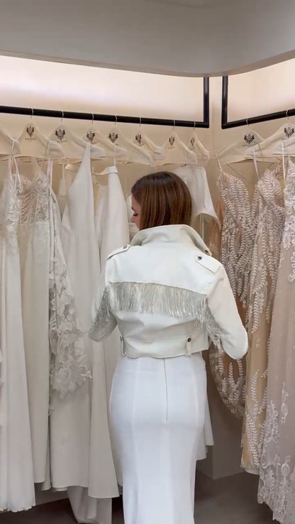 Bodas Plateadas – Chaqueta con Flecos de Cristal plata