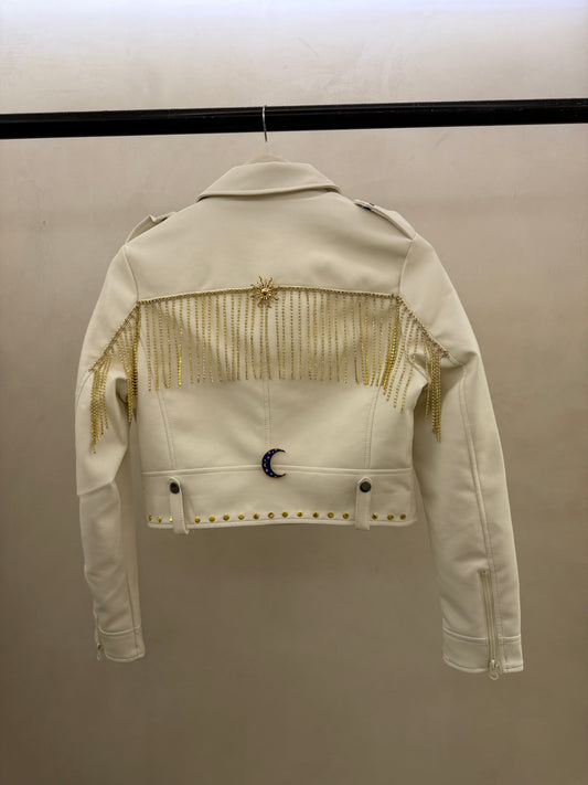 Bodas Oro – Chaqueta con Flecos de Cristal Dorado