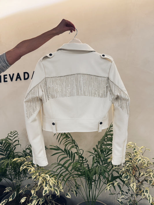 Bodas Plateadas – Chaqueta con Flecos de Cristal plata